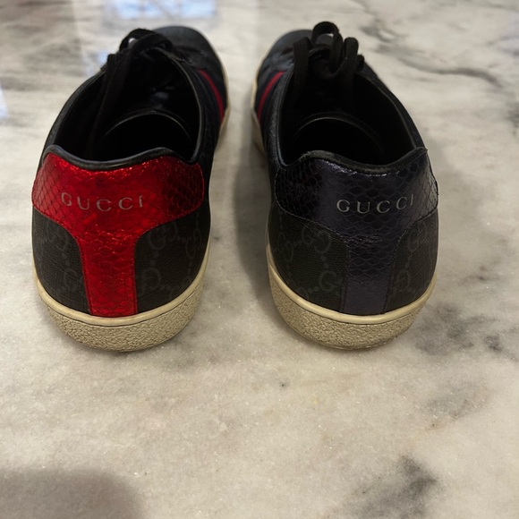 Gucci Men's Monogram Low top leather Trim, Size US 9.5 - Picture 6 of 9